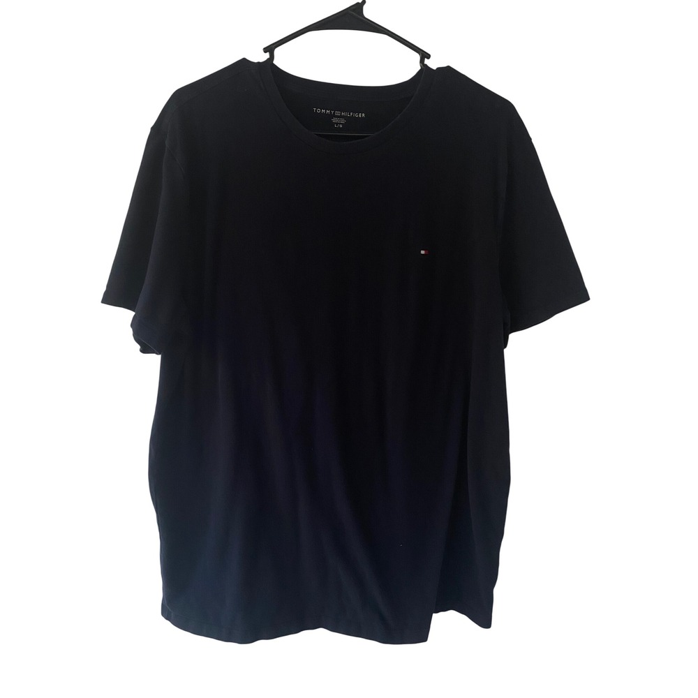 Tommy Hilfiger Navy Blue T-Shirt Cotton Blend Casual Tee Short Sleeve Mens L EUC - Picture 4 of 5
